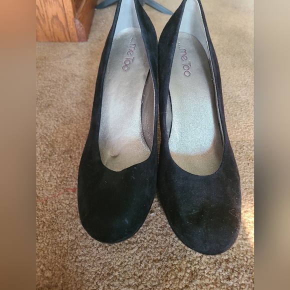 Worn once. Leather/suede pumps. 1" front, 4" heel. Walking on 3" - Picture 1 of 8